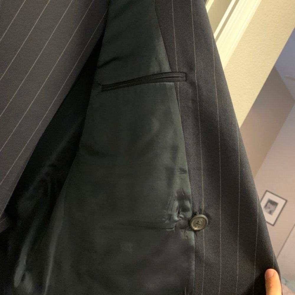 Ralph Lauren Double Breasted Pinstripe Dark Navy 2 Piece Suit 42L - Picture 7 of 9